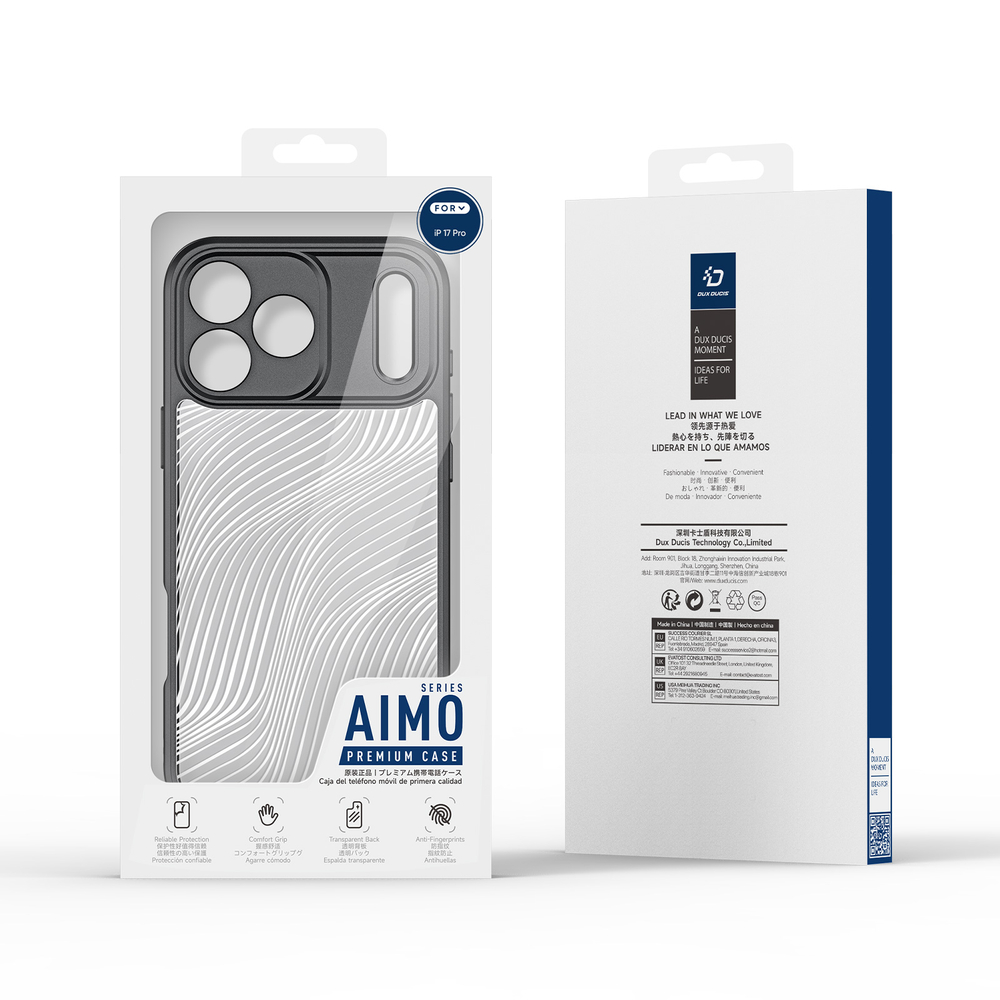 Тонкий чехол с мягкими черными рамками от Dux Ducis для iPhone 17 Pro, серия Aimo Series Case