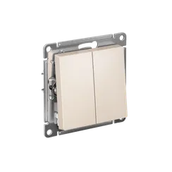 Выключатель двухклавишный Systeme Electric AtlasDesign Бежевый, самозажимные клеммы ATN000251S