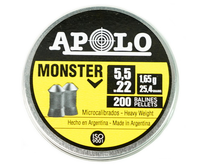 Пули пневматические Apolo Monster 5,5 мм, 1,6 г (200 штук)
