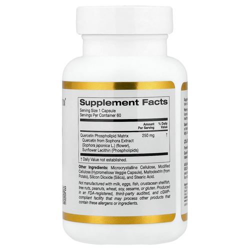 California Gold Nutrition, Quercetin Phytosome Quercefit®, фитосомы кверцетина, 250 мг, 60 растительных капсул