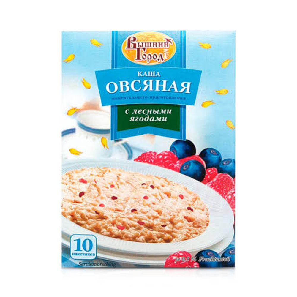 Каша овсяная м\п "Вышний город"  с лесными ягодами , 370 гр (37 гр. по 10 шт)
