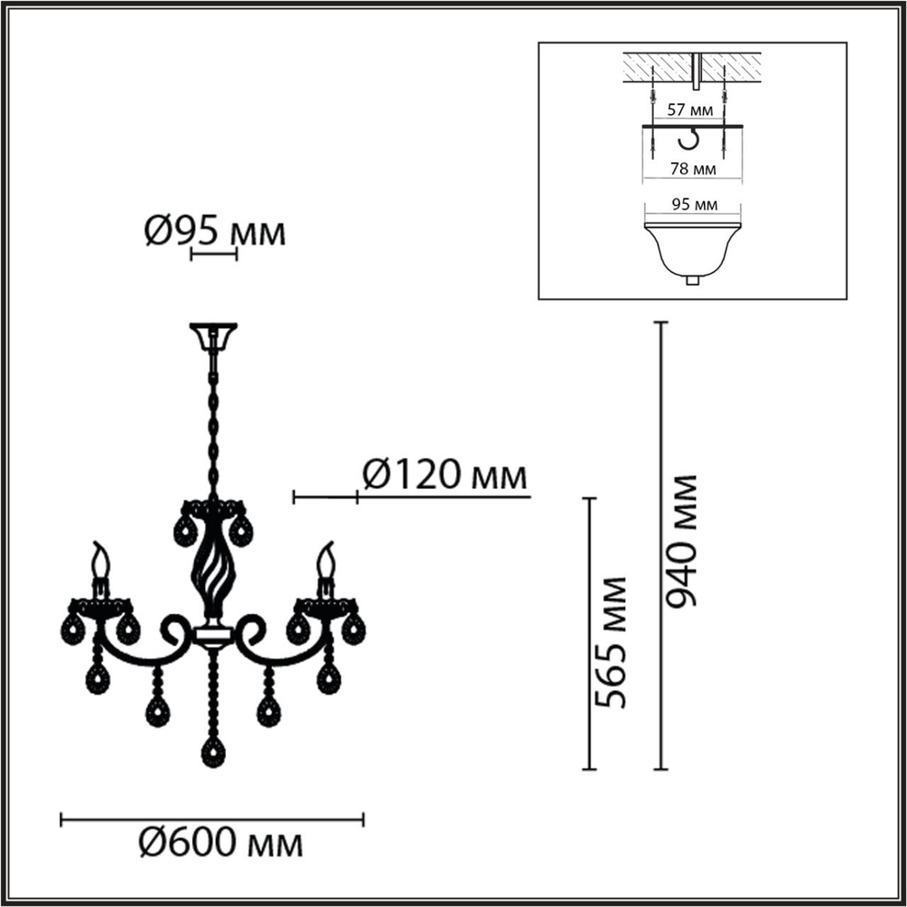 8190/5 CLASSI LN26 094 античная бронза, металл/хрусталь Люстра E14 5*40W 220V LINN
