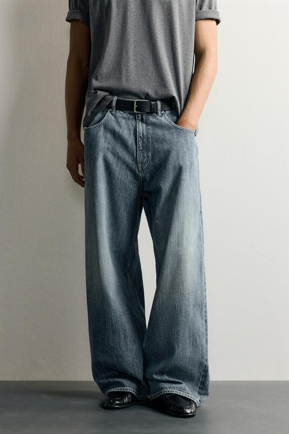 ZARA ДЖИНСЫ BAGGY FIT, СИНИЙ