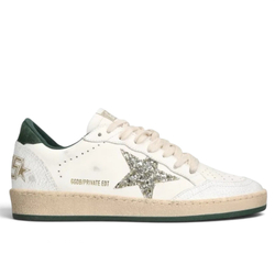 Women's Star baseball cap made of nappa with a white star and a green heel tab