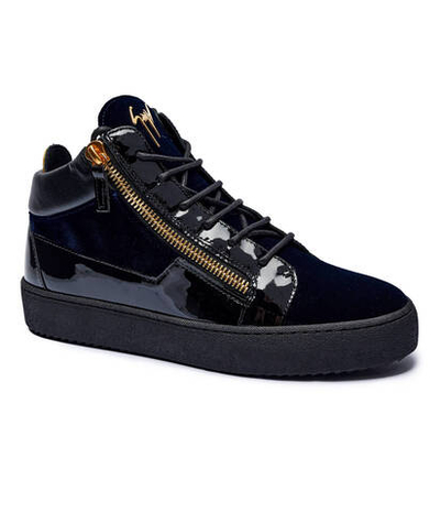 Кожаные кроссовки Giuseppe Zanotti - темно-синий(RU00061)