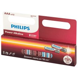 Батарейки Philips LR03P12W/51 ААА алкалиновые 1,5v 12 шт. LR03-12BL Power | Батарейки Щелочные (Алкалиновые)