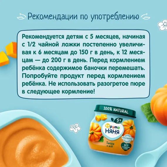 Пюре ФрутоНяня Тыква с 5 мес 80 г