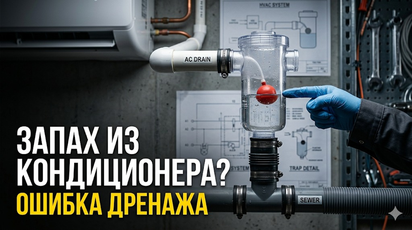 Почему из кондиционера пахнет канализацией: скрытая ошибка монтажа дренажа и выбор сифона
