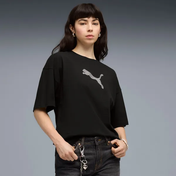 Футболка женская PUMA ESS GRAPHICS LEO LUXE Bedazzled Oversized Tee