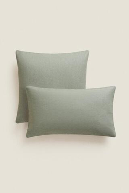 ZARA HOME ОДНОТОННЫЙ ЧЕХОЛ ДЛЯ ДЕКОРАТИВНОЙ ПОДУШКИ, ЗЕЛЕНОВАТЫЙ