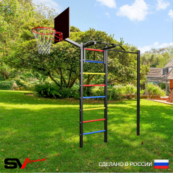 Уличная шведская стенка Sv Sport с комплектом турник прямой У415К (Турник/Щит баскет)