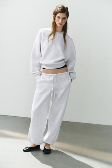 ZARA БАЗОВЫЕ БРЮКИ ПРЯМОГО КРОЯ, СЕРЫЙ МЕЛАНЖ