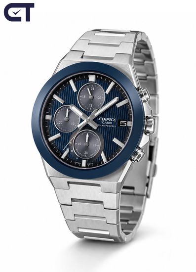CASIO EFS-S650D-2ADF EDIFICE мужские наручные часы — солнечный хронограф с керамическим безелем и синим циферблатом