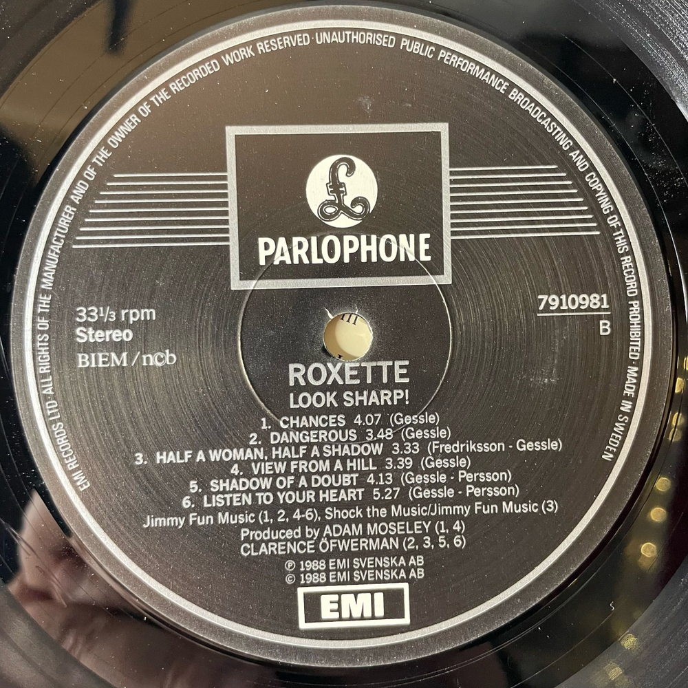 Винтажная виниловая пластинка LP Roxette Look Sharp (Швеция 1988) Listen To Your Heart