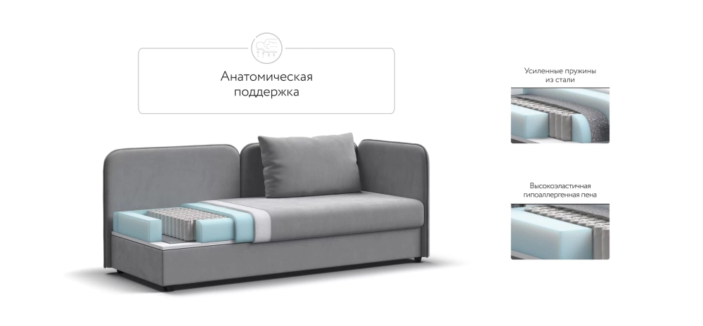 Тахта Ирис Велюр Монолит сталь