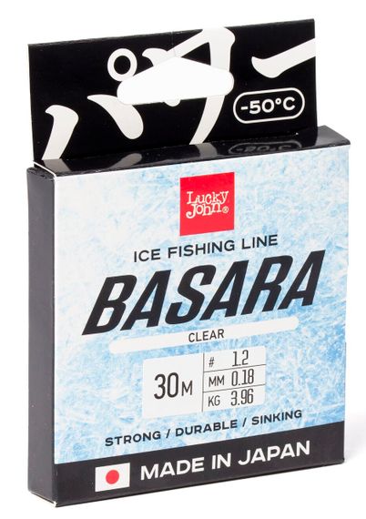 Леска монофильная зимняя Lucky John BASARA Clear 30 м, 0,18 мм