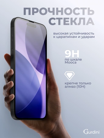 Стекло защитное Gurdini Basic Glass для iPhone 17 Pro Max / 18 Pro Max 6.9" FG-25 черное
