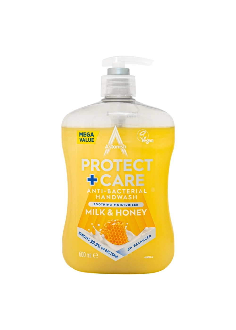 Мыло жидкое антибактериальное с дозатором Protect&Care Молоко и мед 600 мл