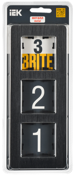BRITE Рамка 3-местная РУ-3-1-Бр металл черный RE AL IEK