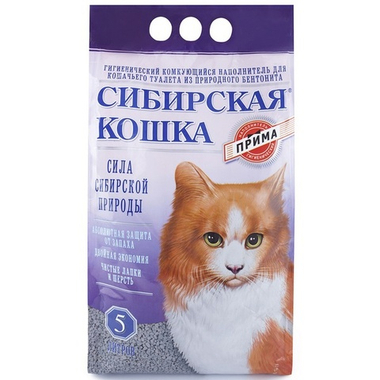 Наполнитель Сибирская Кошка Прима комкующийся для кошек 5 л