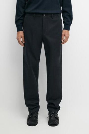 Massimo Dutti Зауженные брюки из смесового хлопка, темно-синий