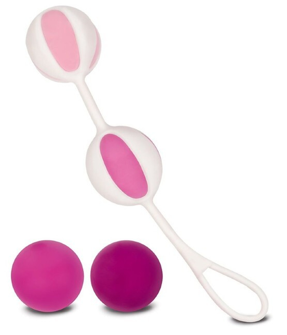 Вагинальные шарики разного веса Geisha Balls 2 (4 шарика) (Цвет: розовый, фиолетовый, белый)