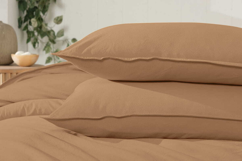 Постельное белье 1.5 спальное Arya home Natural Stone Washed горчичное