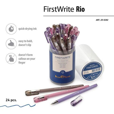 Ручка шариковая 0.5 мм, синяя "FirstWrite. Rio", 3 цв. корпуса (Bruno Visconti)
