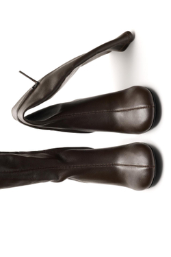 Massimo Dutti Гибкие кожаные сапоги на каблуке - Limited Edition, коричневый