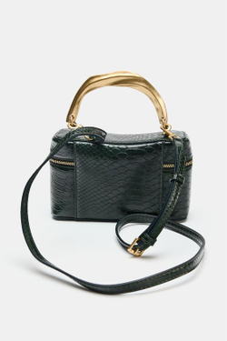 ZARA СУМКА-НЕССЕССЕР С РЕЛЬЕФНОЙ ФАКТУРОЙ, ЗЕЛЕНЫЙ
