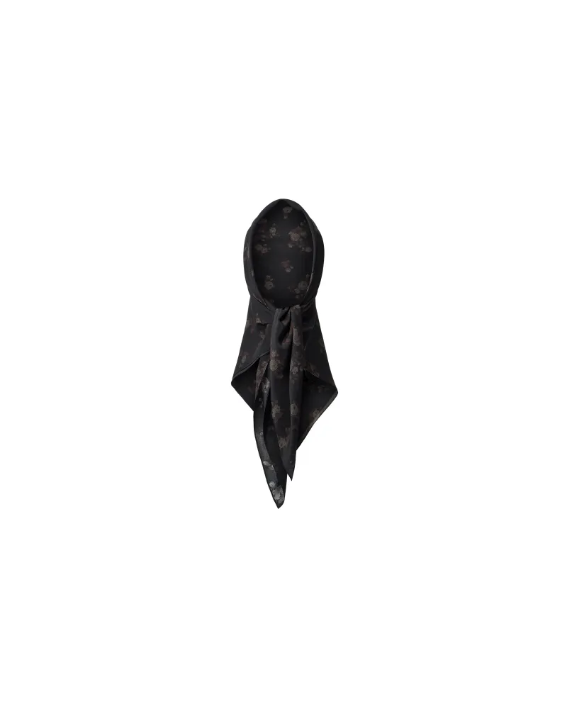 Летиция (Letecia), Косынка из черного крепдешина с коричневыми цветами