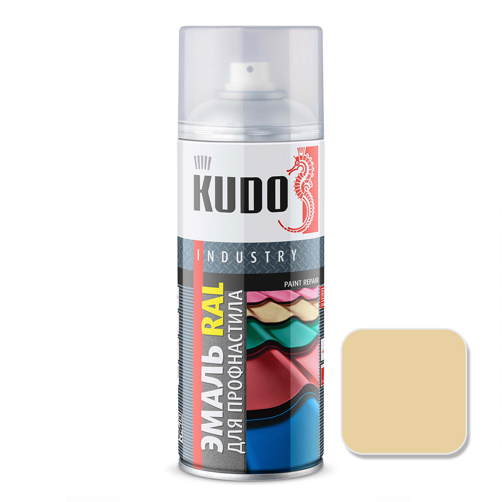 Эмаль аэрозольная для металлочерепицы KUDO KU-01014R Бежевый (РАЛ 1014) 520мл