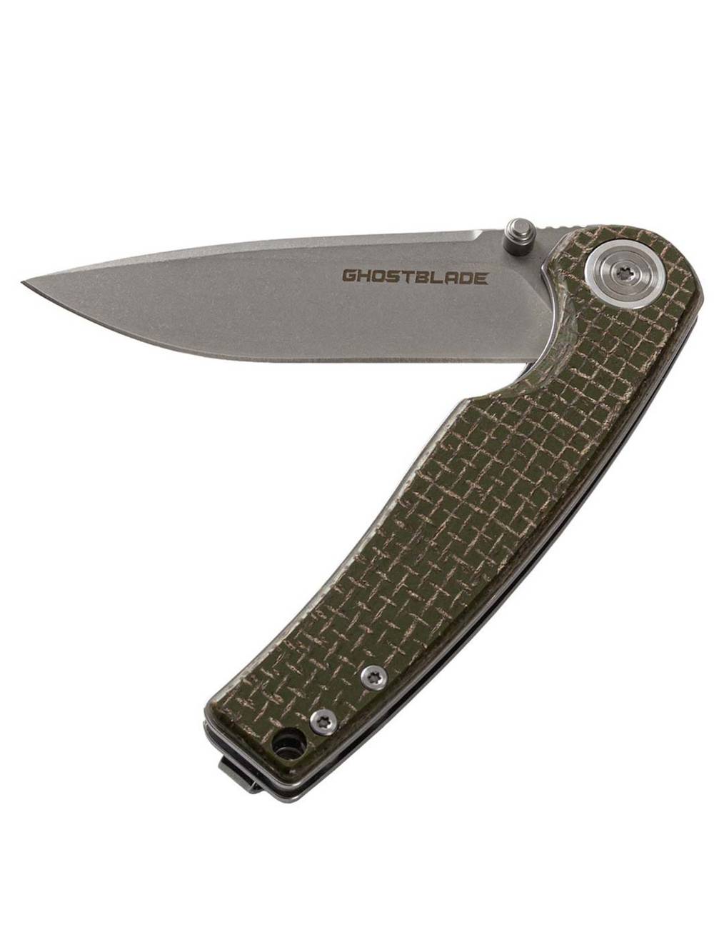 Нож складной GhostBlade Moroi, сталь D2, 58-62 HRC, Spear-point, рукоять микарта оливковая, замок Liner lock, 96 г