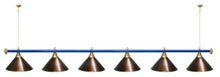 Лампа STARTBILLIARDS 6 пл. (плафоны голубые,штанга золотая,фурнитура золото)