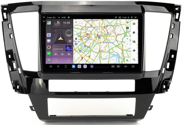 Магнитола для Mitsubishi Pajero Sport 3 2020-2024, Montero Sport (прямоугольный климат, рамка 9) - Kuberg EW-9638-2 QLed+2K, Android 13, Быстрейшая, CarPlay, 4G SIM-слот