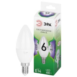 Лампа светодиодная ЭРА GREEN LINE LED B35-6W-865-E14 GL 6Вт свеча холодный свет E14 | Лампы cветодиодные Свеча (B/C)