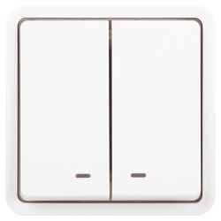 Выключатель ЭРА Эксперт 11-1525-01 двойной с подсветкой IP55 10АХ-250В СУ белый | Эра Эксперт