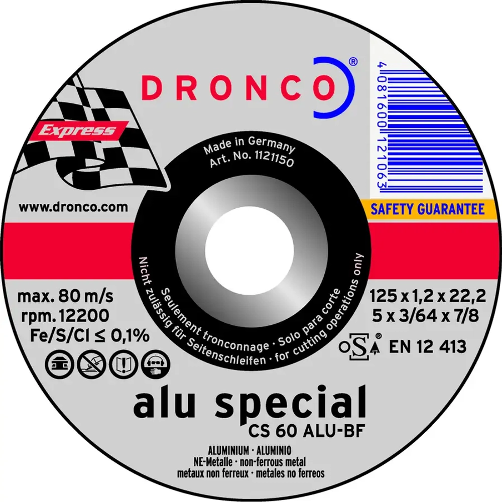 Абразивный отрезной диск СS 60 Alu 125х1,2 Dronco 1121150