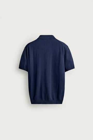 ZARA ТРИКОТАЖНОЕ ПОЛО КЛАССИЧЕСКОГО КРОЯ, МОРСКОЙ СИНИЙ