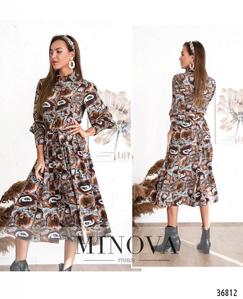 Платье 3133-коричневый Minova Платье 3133-коричневый Minova