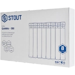 Радиатор алюминиевый STOUT Gamma 350 - 8 секций (подключение боковое, цвет белый)