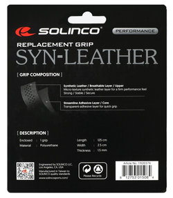Теннисные намотки базовые Solinco Syn-Leather Replacement Grip 1P - черный