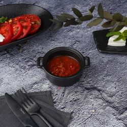 Соусник 125 мл 10,7*8,5 см h4 см овальный емкость для закусок Smooth Black Raw Stellar P.L. [6]