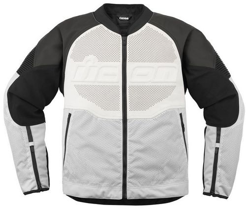 Купить Мотокуртка Кожаная Icon Overlord 3 Leather Jacket / Бело-черный