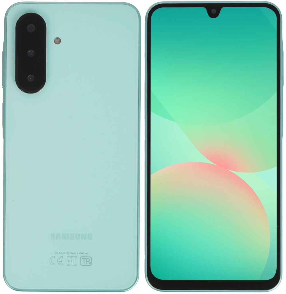 Смартфон Samsung SM-A266B Galaxy A26 5G 128Gb 6Gb мятный моноблок 3G 4G 2Sim 6.7" 1080x2340 Android 15 50Mpix 802.11 a/b/g/n/ac NFC GPS GSM900/1800 GSM1900 Protect microSD max2048Gb
