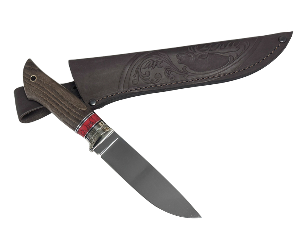 Нож Соболь, Bohler K340, рукоять ясень, кориан, мельхиор