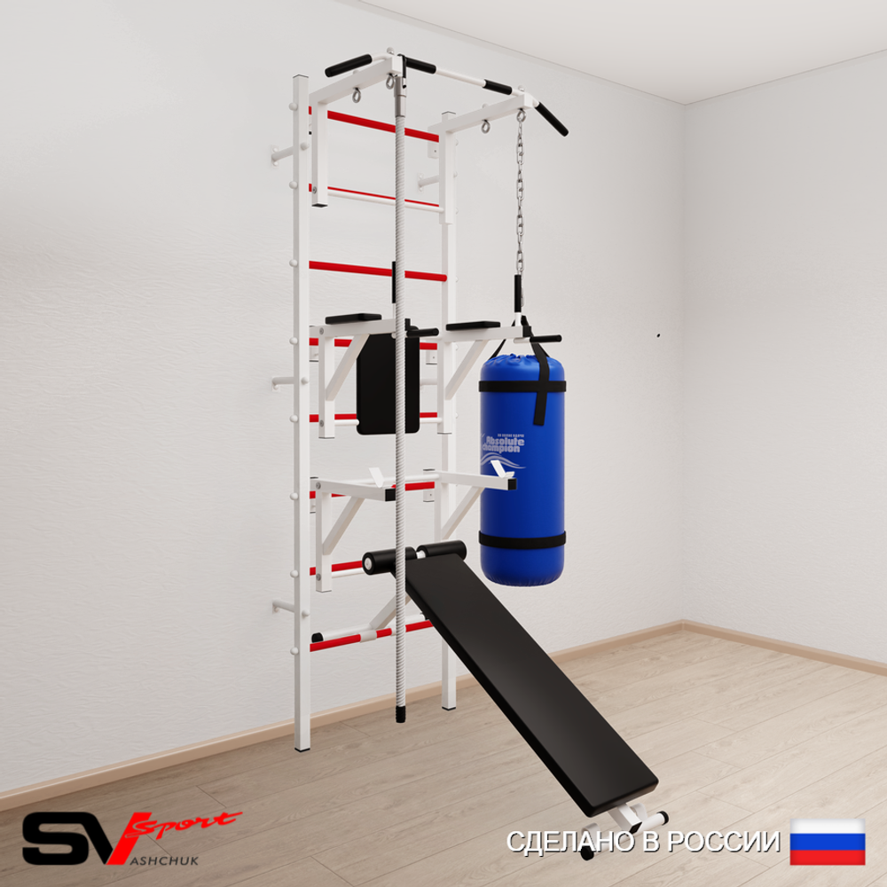 Шведская стенка Sv Sport 5903 (Турник стандарт/Брусья/Стойка/Скамья/Канат/Цепь/Мешок 30кг)