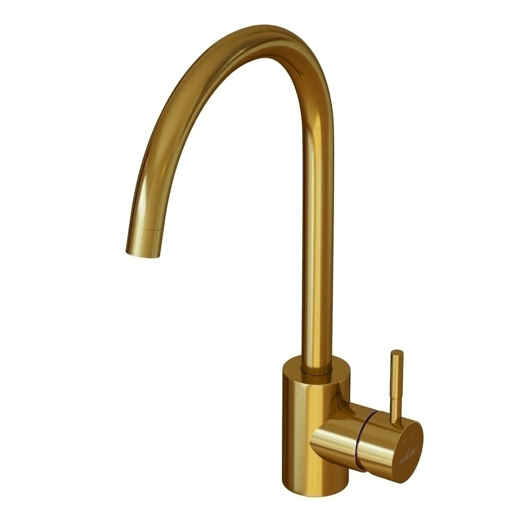 Смеситель для кухни 35k MIXLINE МЛНС-0303З (MLSS-0303G) трубчатый излив, п/гайку ЗОЛОТО