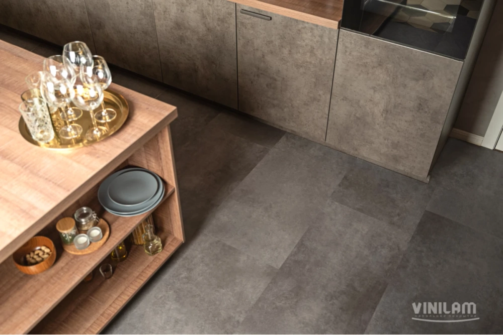 Кварц-винил WPC Vinilam Ceramo Stone 8 мм Цемент Стальной 2.65 м2