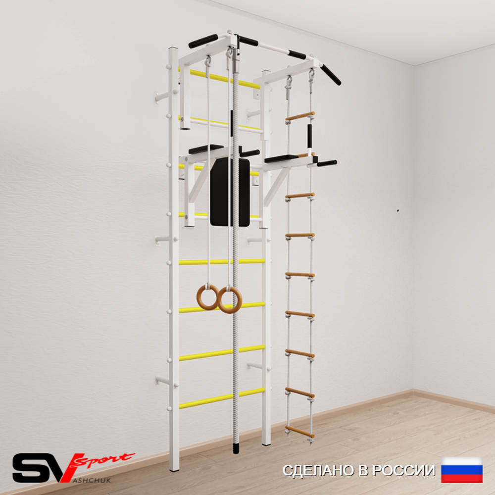 Шведская стенка Sv Sport усиленная 604 (Турник стандарт/Брусья/Канат/Кольца/Лестница)